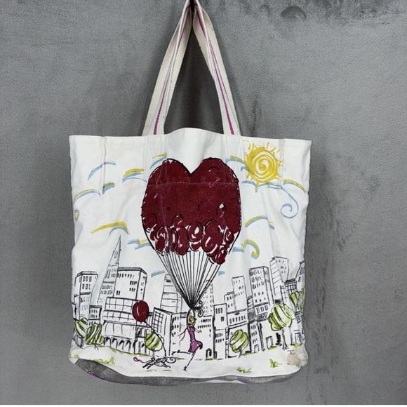 Brighton White and Pink Cityscape Shoulder Bag... Free Your Heart - Picture 7 of 8